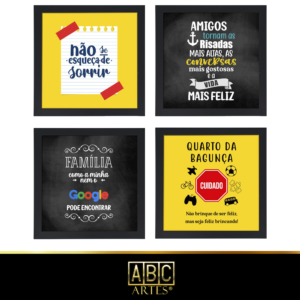 4 Quadros Decorativos Com Moldura Black 23x23 Google