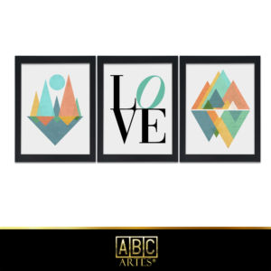 Conjunto de Quadros Love 2 Moldura 3 Partes MDF 33x63