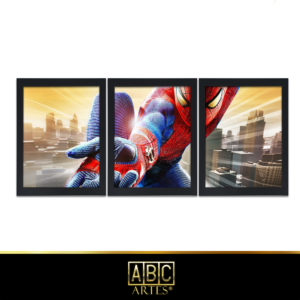 Conjunto de Quadros Homem Aranha Com Moldura 3 Partes MDF 33x63