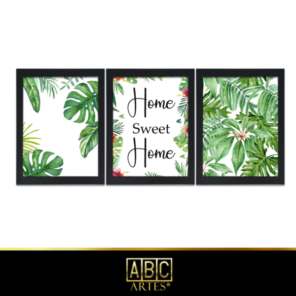 Conjunto de Quadros  Natureza Moldura 3 Partes MDF 33x63