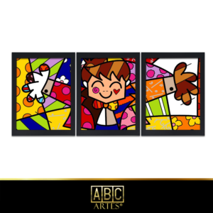 Conjunto de Quadros Palhaço Moldura 3 Partes MDF 33x63