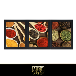 Conjunto de Quadros Temperos Moldura 3 Partes MDF 33x63